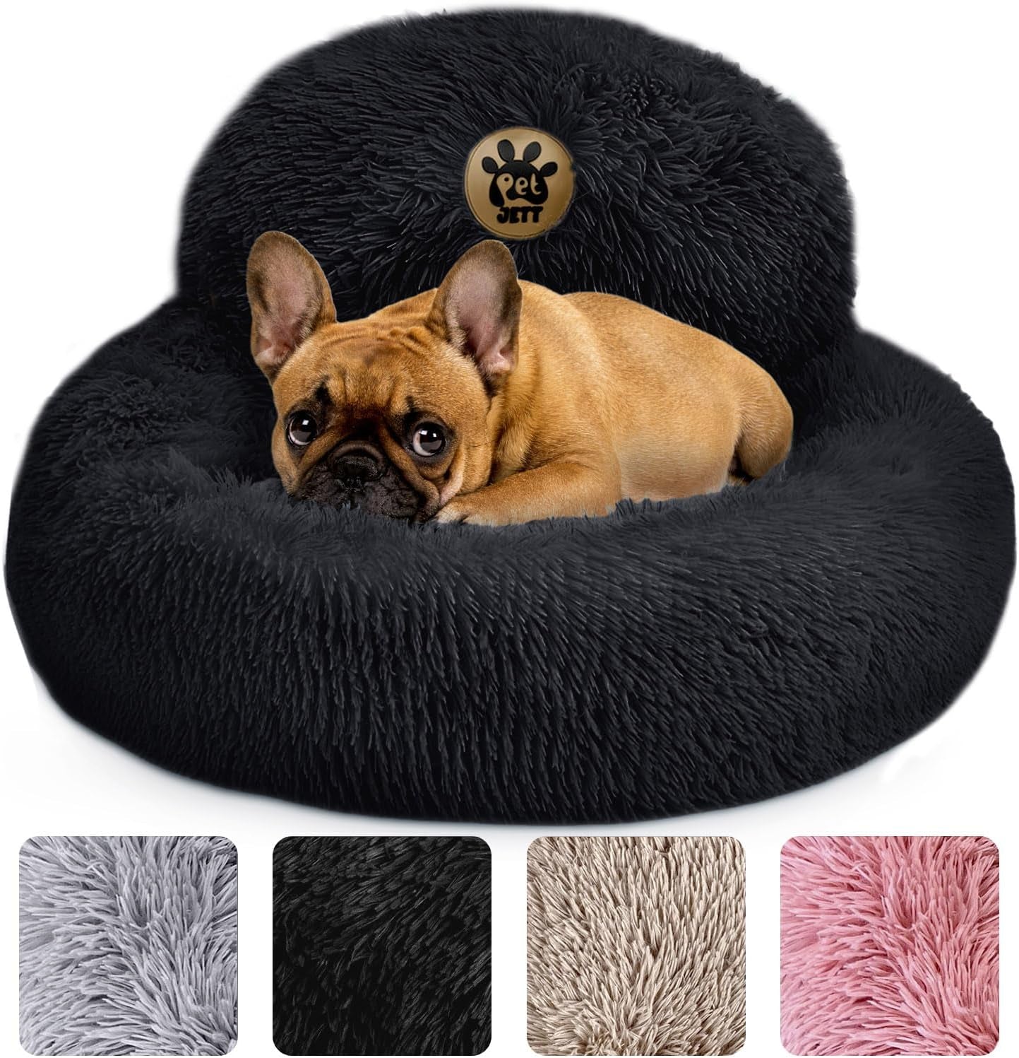 Medium Calming Dog Bed 30in Donut Plush Washable Bed Up to 45lbs