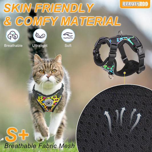 Escape Proof Cat Harness and Leash Reflective Adjustable Soft Vest