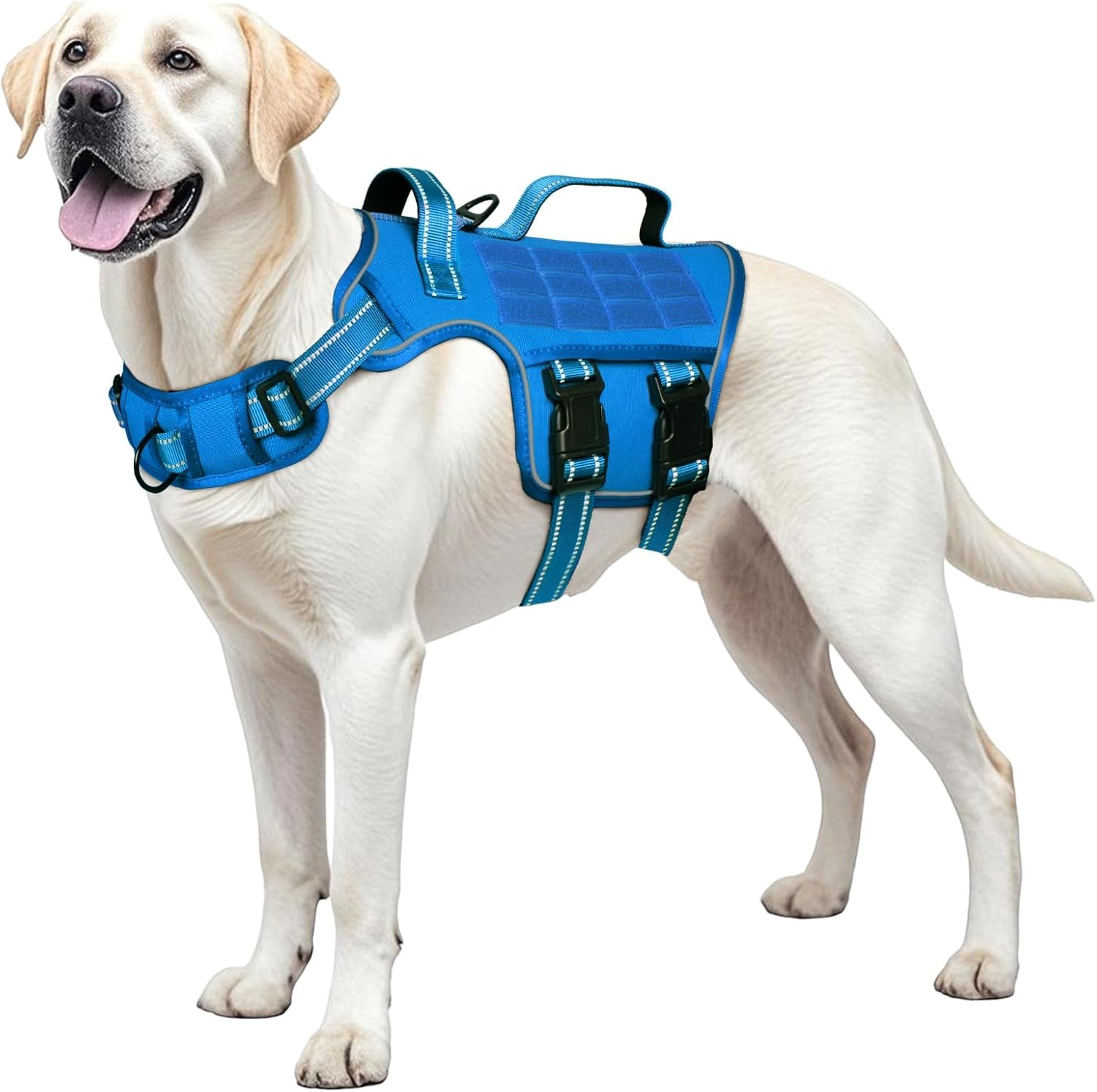 No Pull Tactical Dog Harness Heavy Duty Molle Vest for Medium to XLarge Dogs Blue L(Neck:18-24",Chest:25-36"),45-80 Lbs