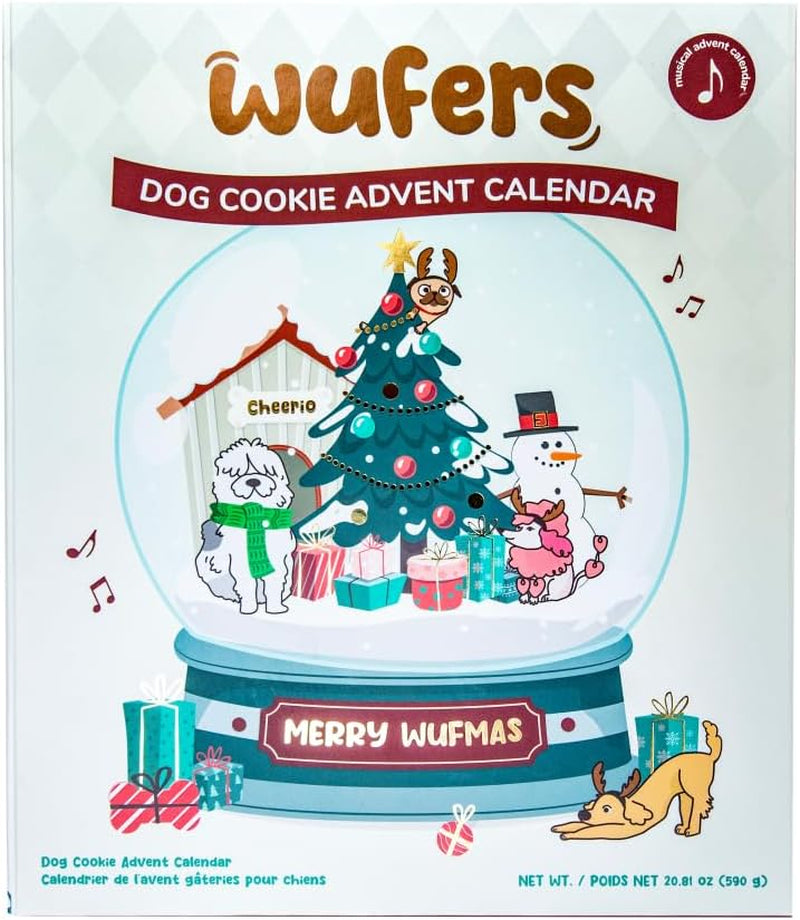 Wufers Singing Snow Globe Dog Advent Calendar – 24 Cookies