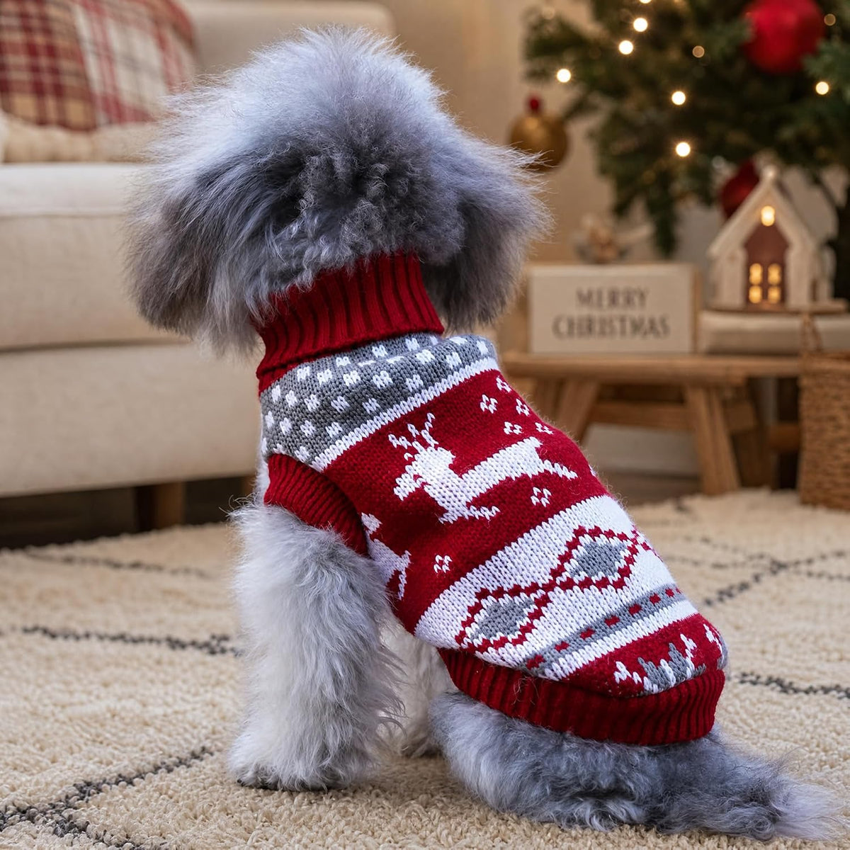 Christmas Reindeer Sweater for Small Dogs & Cats 