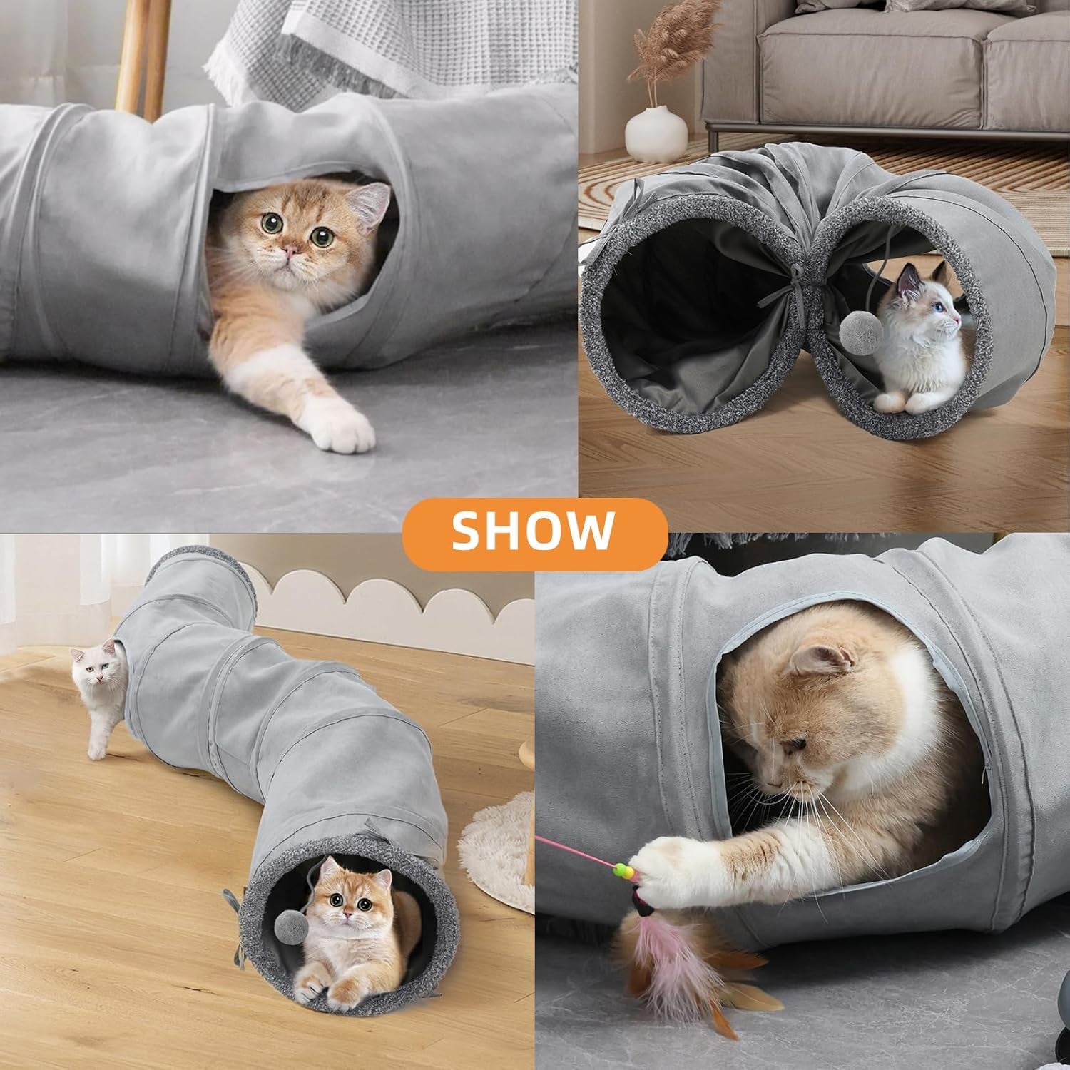 Cat Tunnel Toy for Cats & Small Pets Collapsible Interactive Play Tube
