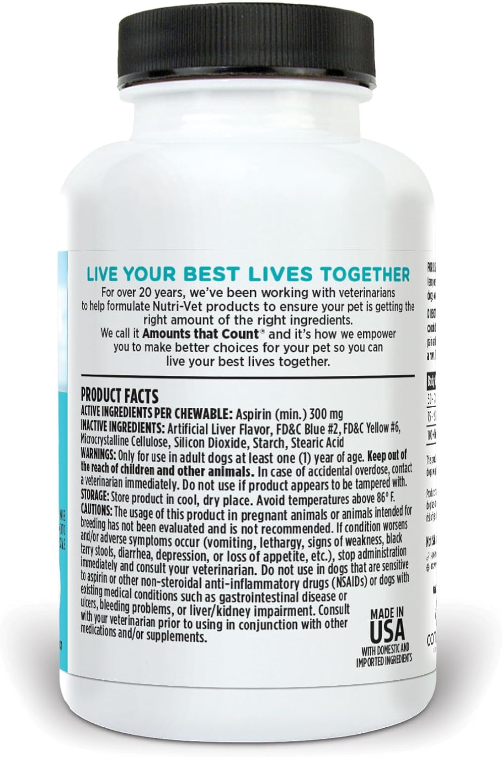 Nutri-Vet Dog Aspirin 300 mg for Large Dogs | Joint & Arthritis Relief