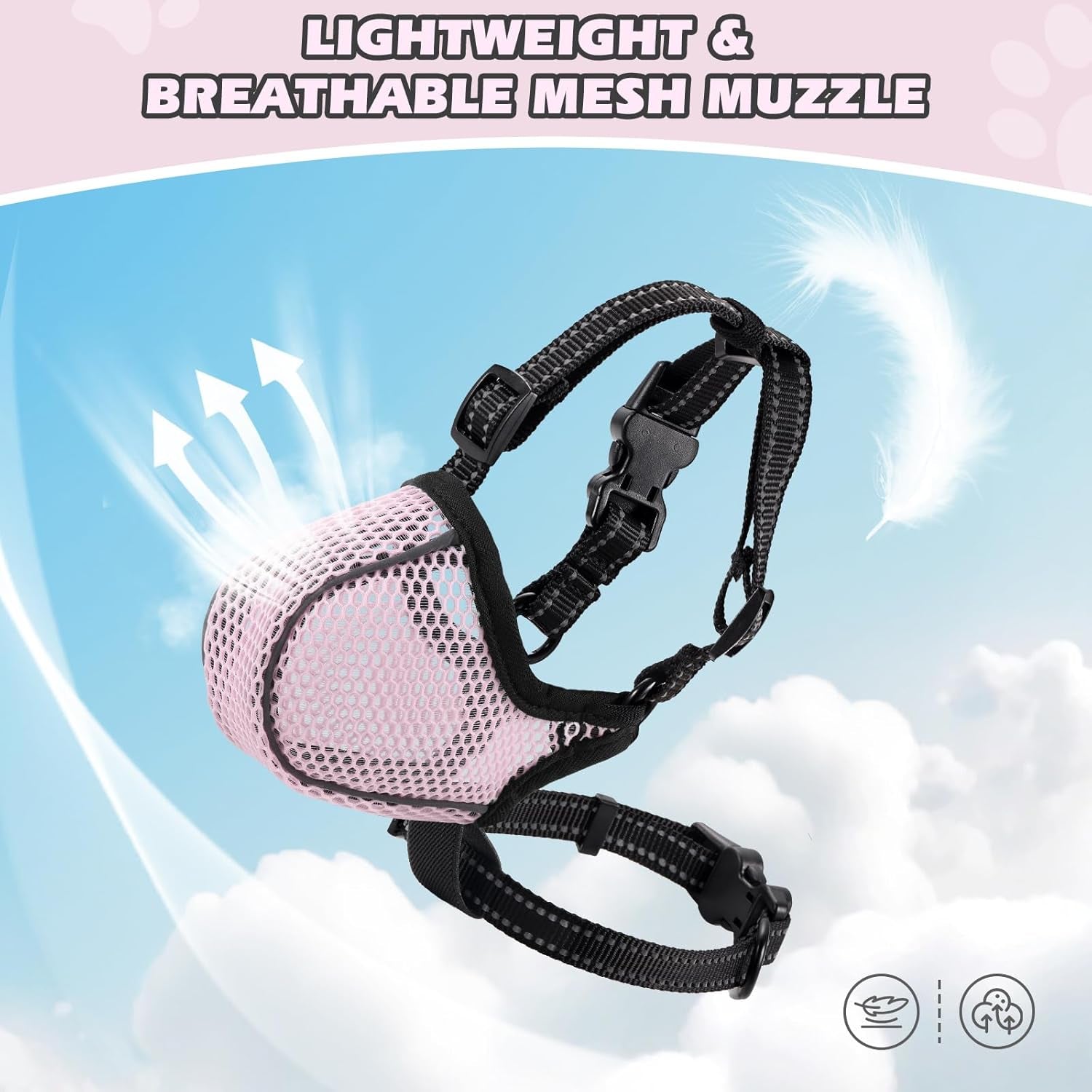 Soft Mesh Dog Muzzle — Adjustable, Breathable & Reflective | Small to Large Dogs