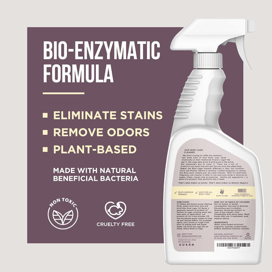 Bird Cage Cleaner Bird Poop Remover Natural Enzyme Spray USA Made