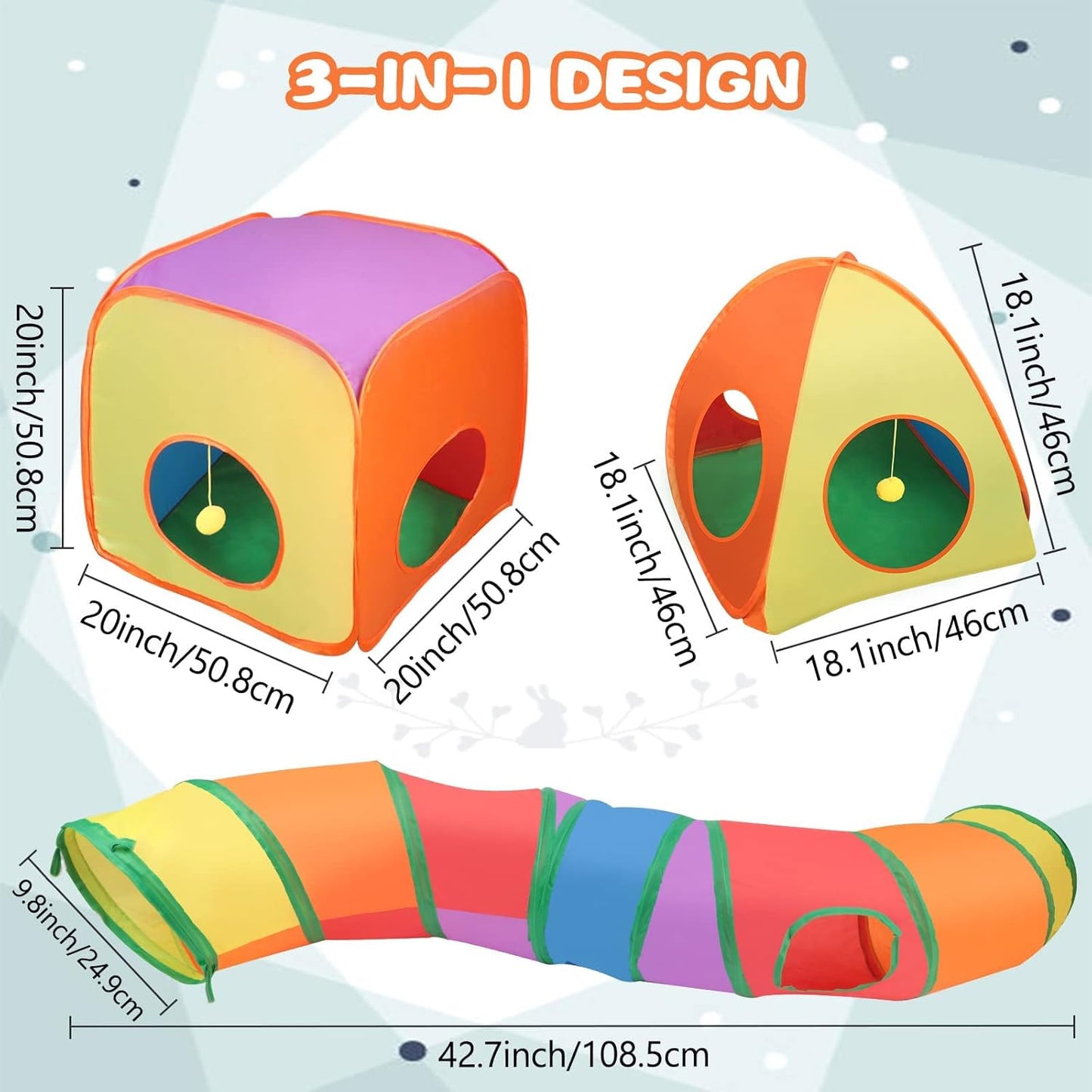 Rabbit Tunnel Toy Collapsible Play Tube Cube Set for Small Pets