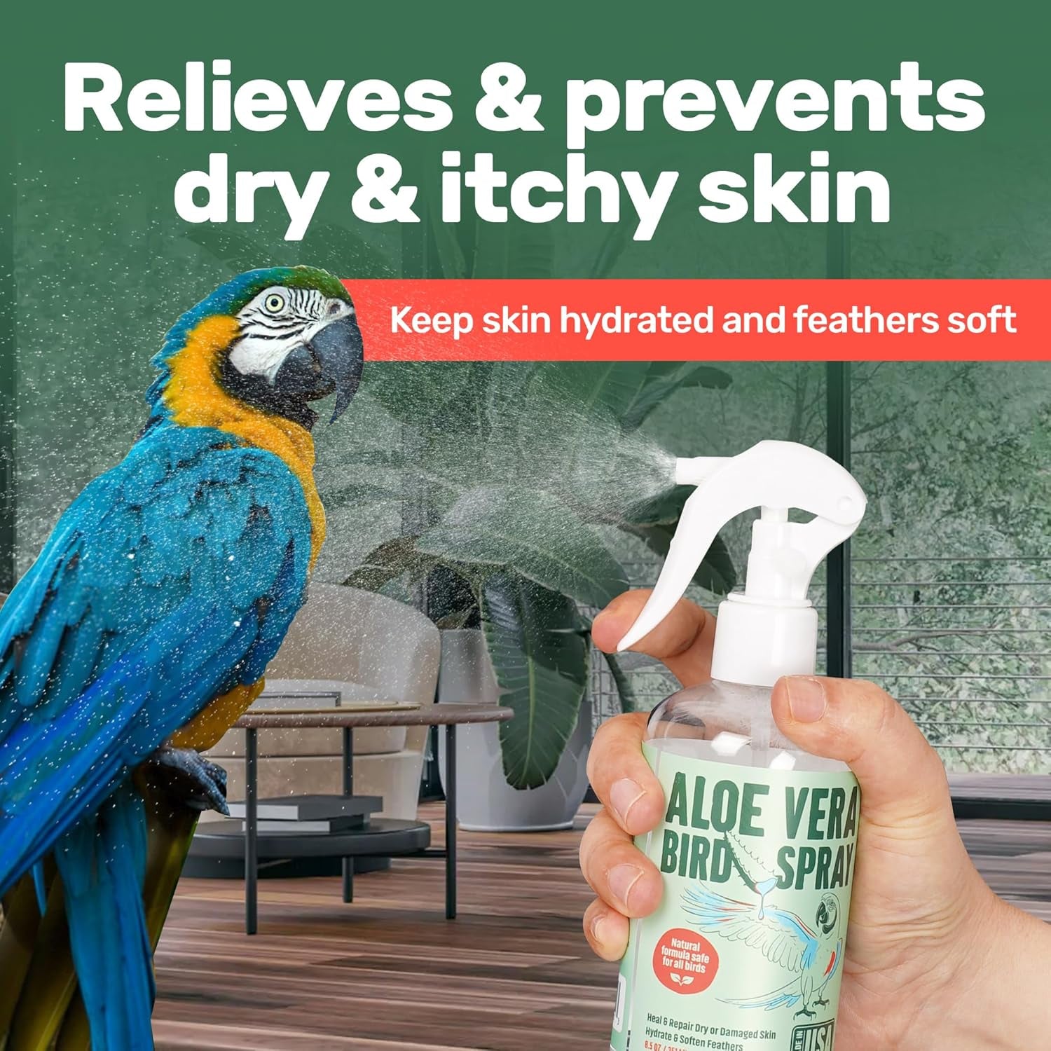 Aloe Vera Bird Spray Feather Skin Plumage Support 8.5oz USA Made