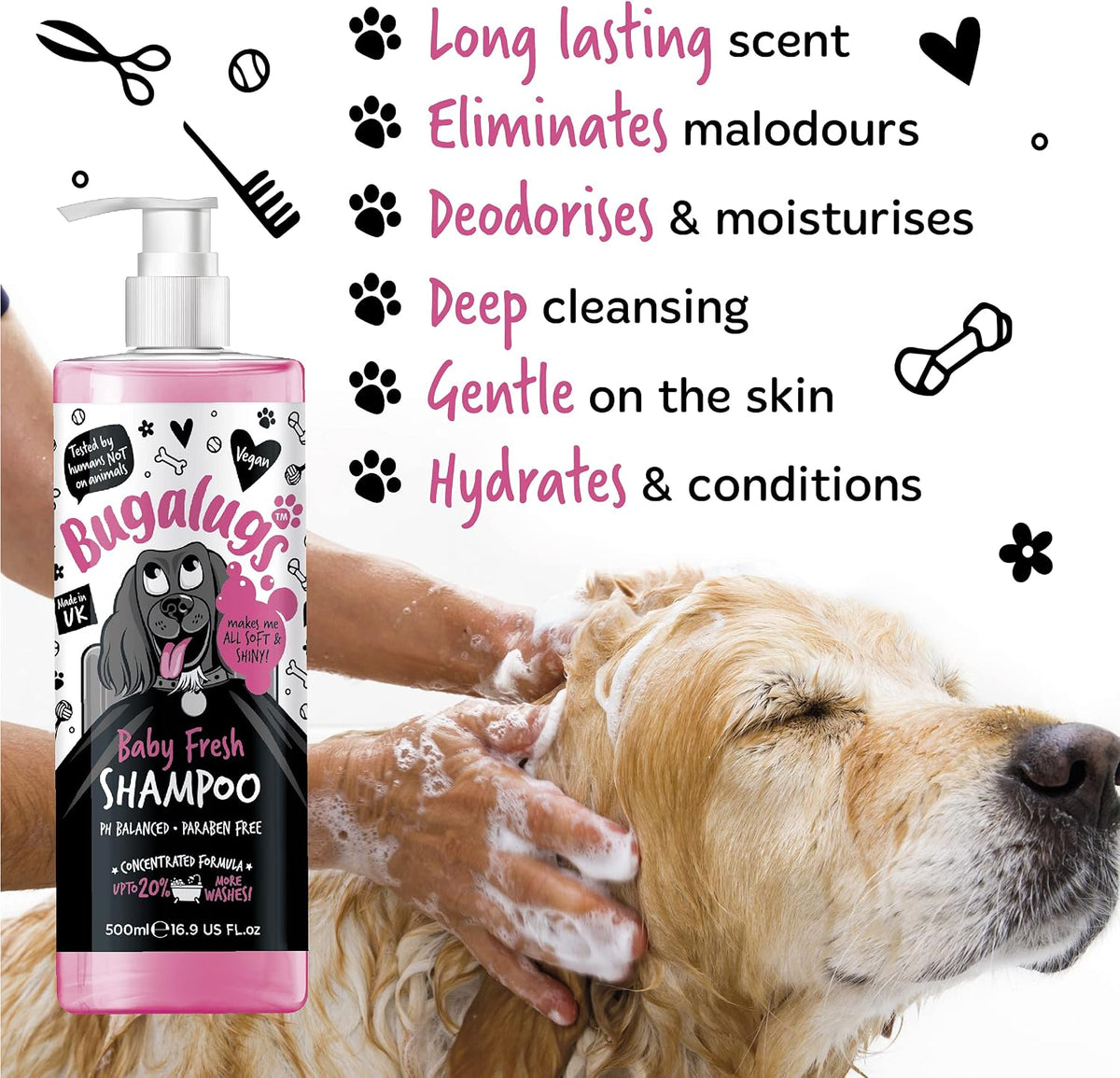 Baby powder scented dog shampoo bottle, 16.85 fl oz