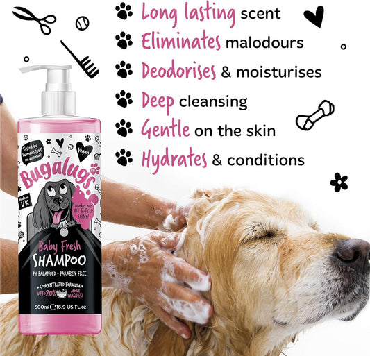 Baby powder scented dog shampoo bottle, 16.85 fl oz