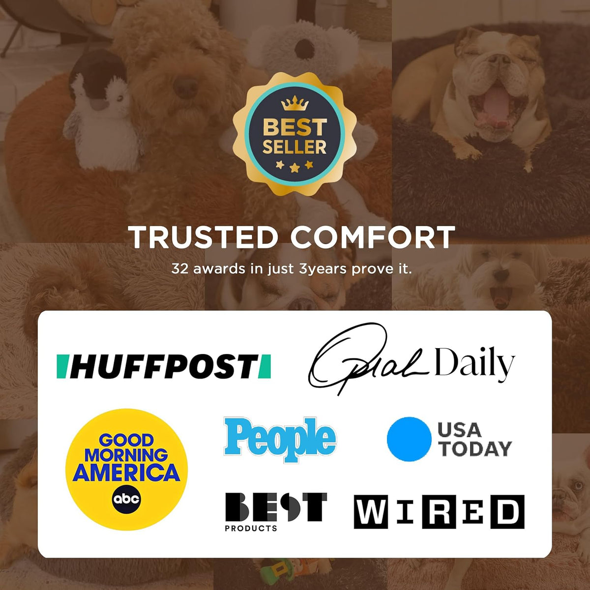Bedsure Calming Donut Pet Bed – Multiple Sizes & Colors