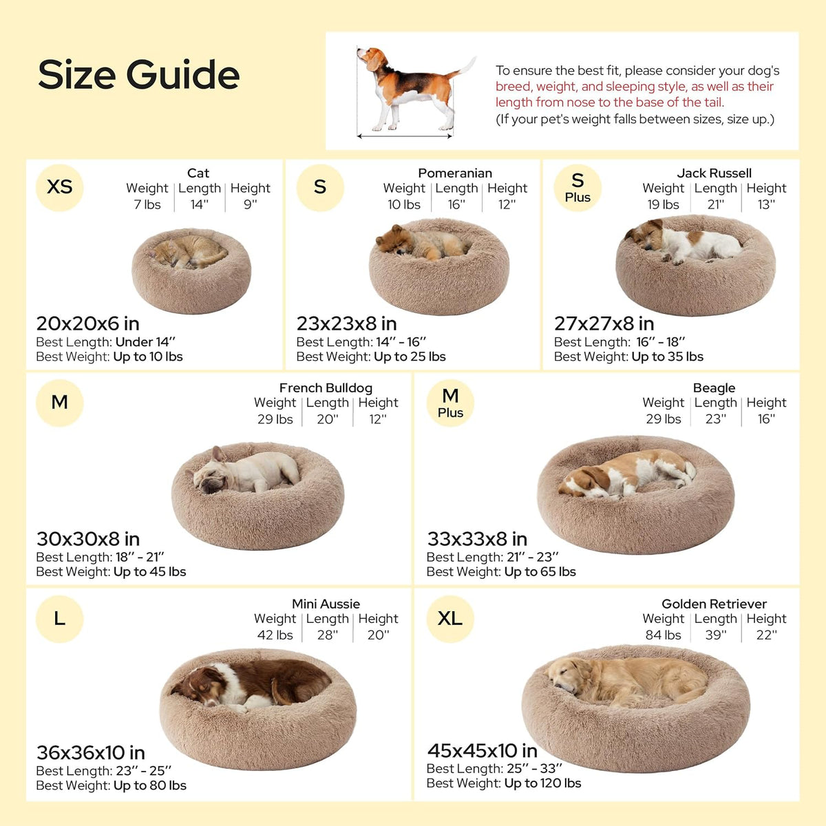 Bedsure Calming Donut Pet Bed – Multiple Sizes & Colors