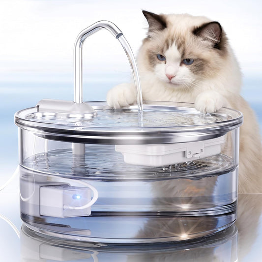 Glass Pet Water Fountain 108 oz for Cats & Small-Medium Dogs, Quiet Pump