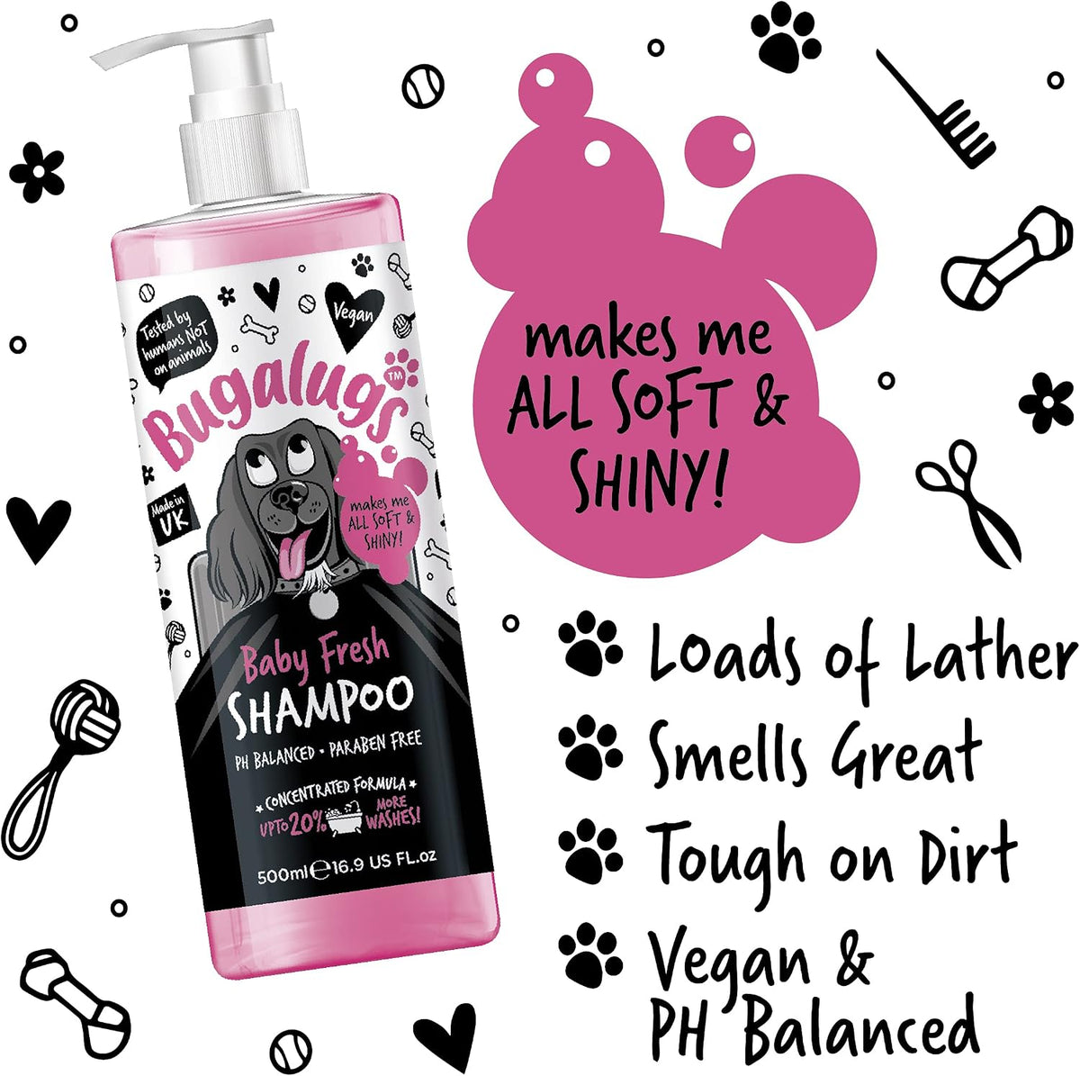 Baby fresh dog shampoo bottle with baby powder fragrance