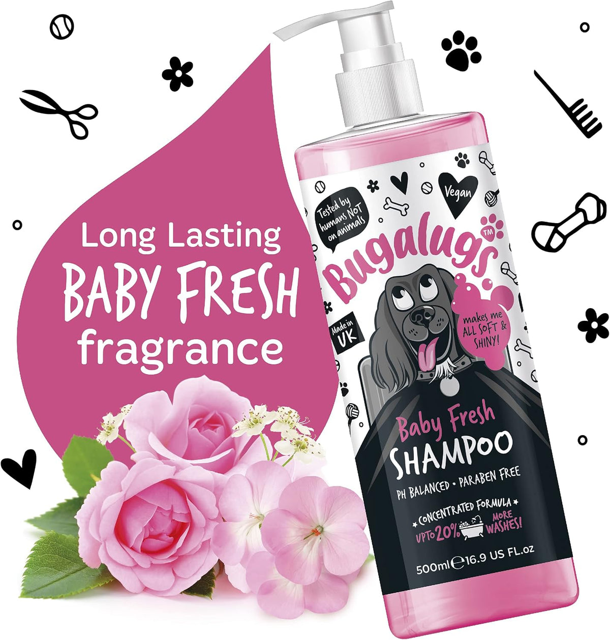 Dog grooming shampoo in baby powder scent, 16.85 fl oz