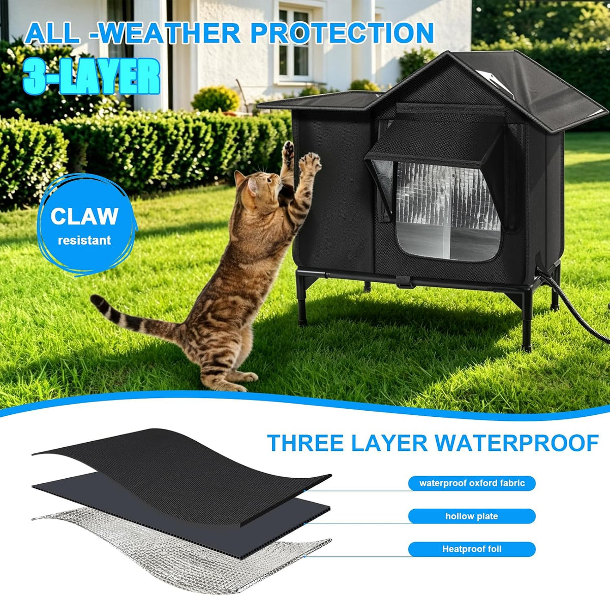 : Heated Outdoor Cat House with Escape Door – Medium & Large