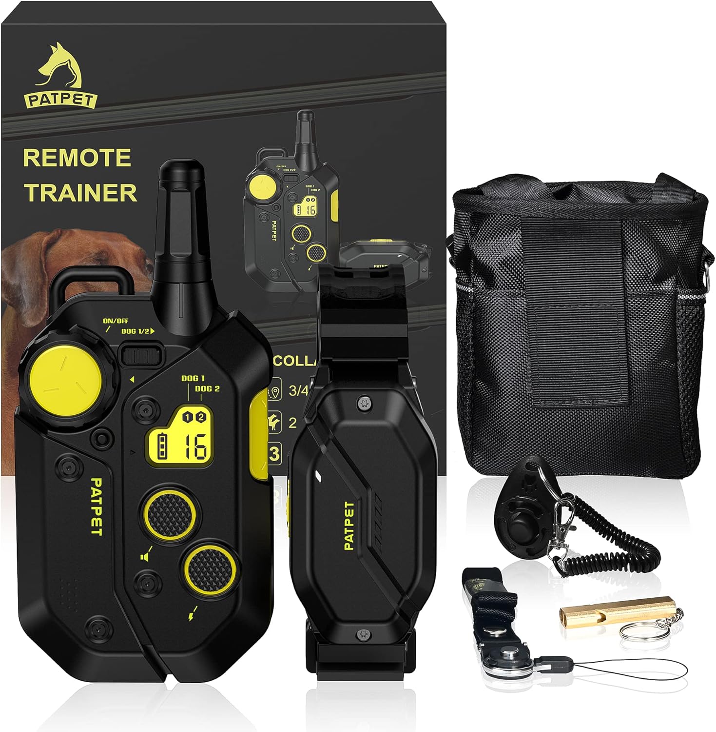 Dog Training Collar Remote Waterproof 3/4 Mile Range Rechargeable Black Green 1 Dog: 1 Receiver