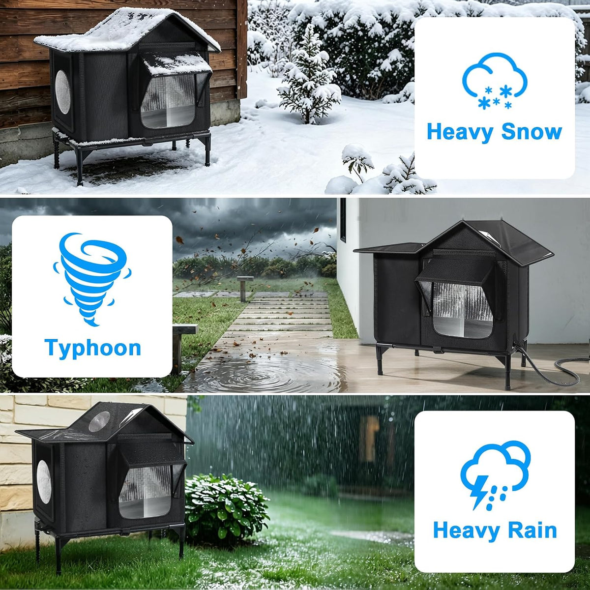 : Heated Outdoor Cat House with Escape Door – Medium & Large
