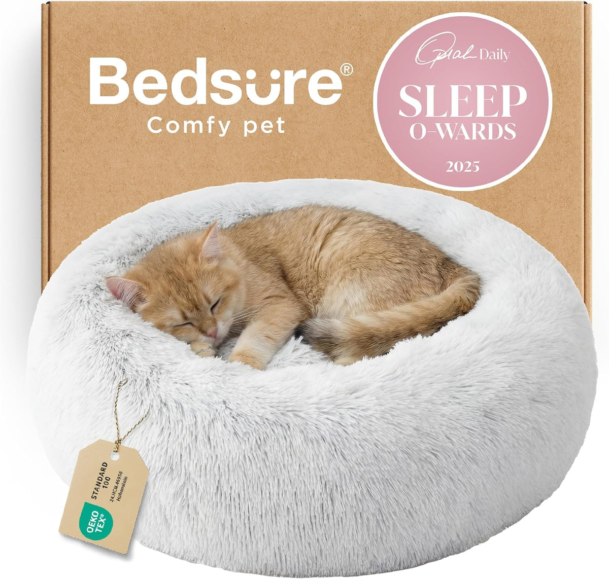 Bedsure Calming Donut Pet Bed – Multiple Sizes & Colors