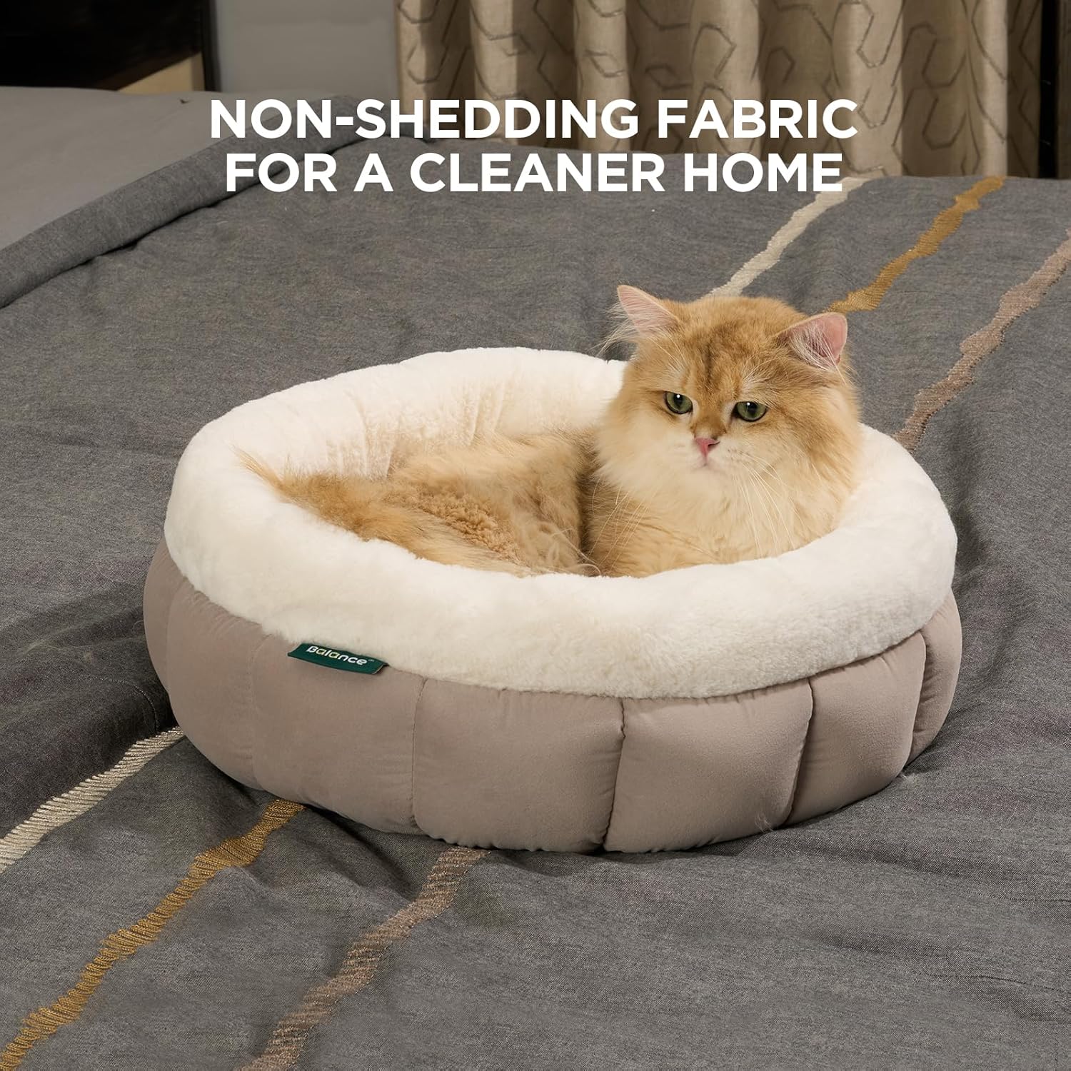 Cat Bed Round Washable Donut Bed Anti Slip Plush Kitten Puppy 18in
