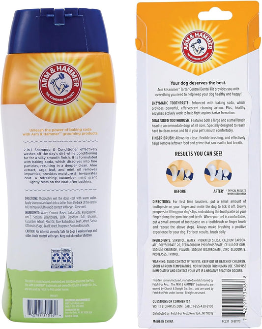 Dog Shampoo Conditioner & Dental Kit Bundle Cucumber Mint Beef