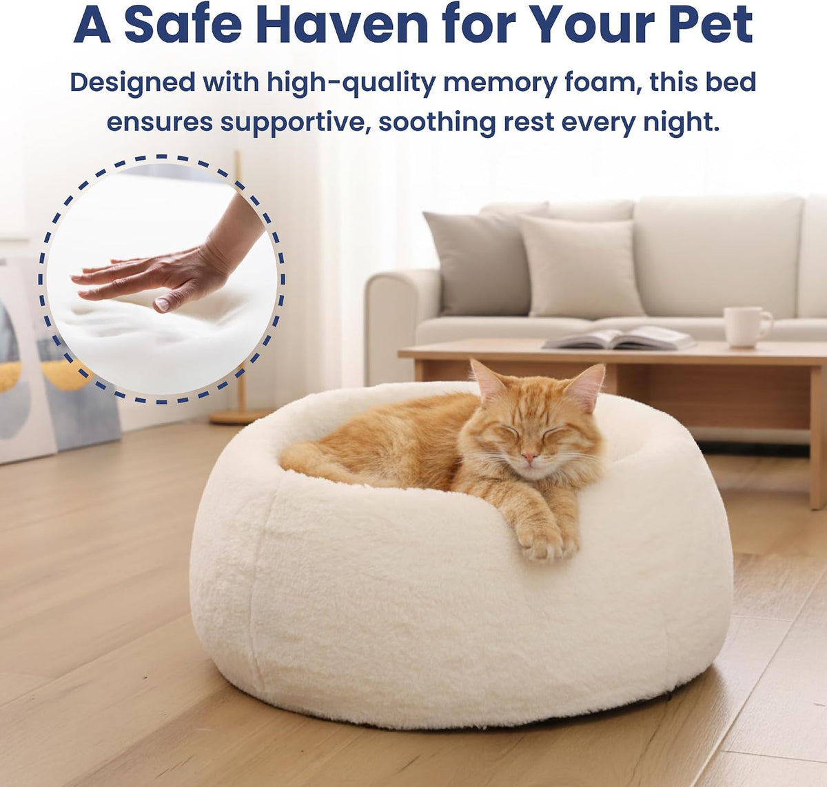 Orthopedic Cat & Small Dog Bed – Memory Foam, Faux Fur