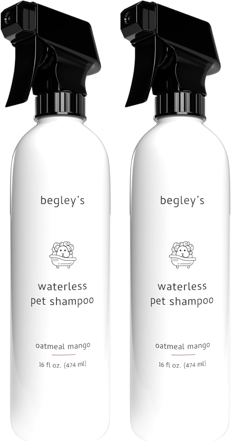 Waterless Pet Shampoo 2 Pack No Rinse Deodorizing Spray Dogs Cats Oatmeal Mango 16 Fl Oz (Pack Of 2)