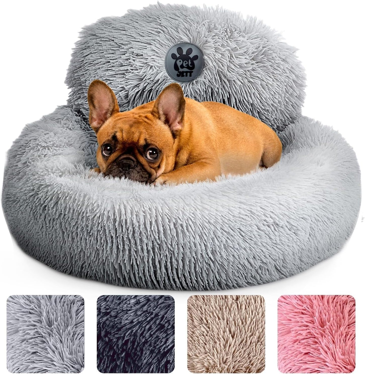 Medium Calming Dog Bed 30in Donut Plush Washable Bed Up to 45lbs