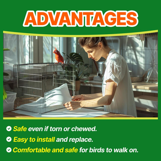 Bird Cage Liner Sheets Acid Free Non Toxic Paper Bedding 120Ct