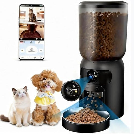 Automatic Pet Feeder Smart Camera 5L WiFi App Control Dual Power Default Title