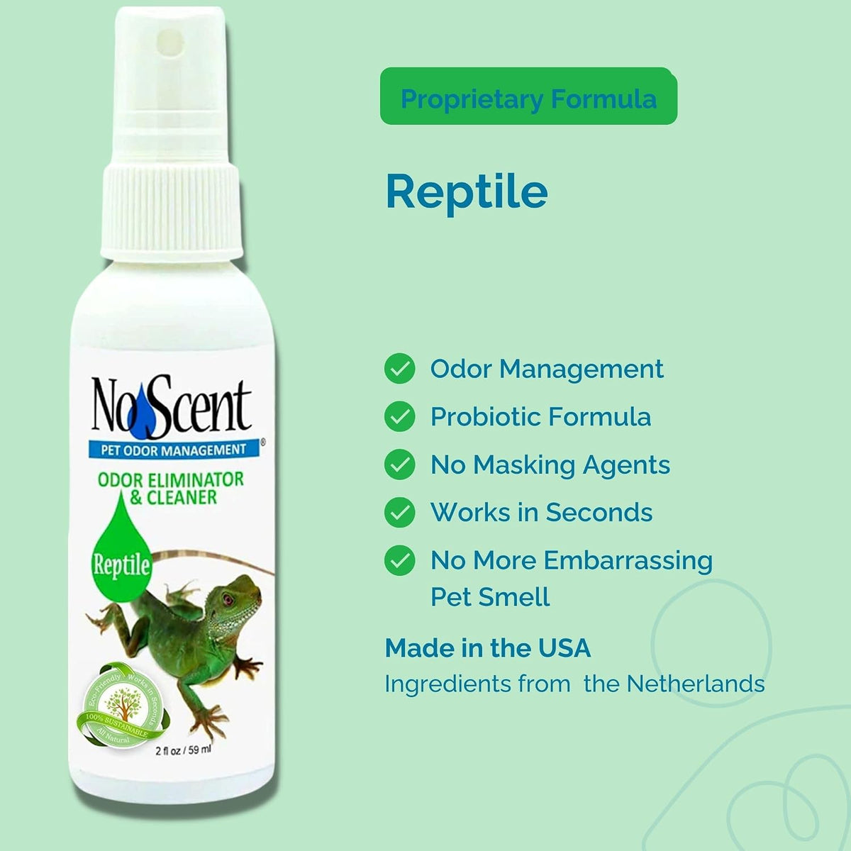 No Scent Probiotic Reptile Tank Cleaner & Odor Spray – 32 oz