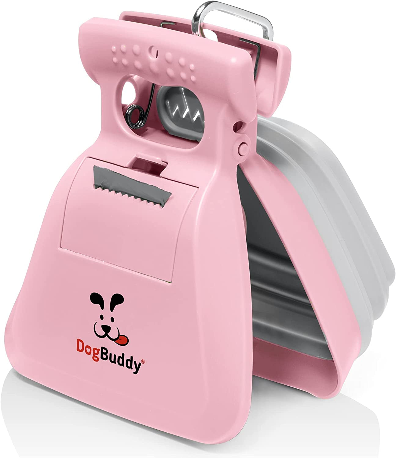 Portable Dog Pooper Scooper with Bag Holder & Leash Clip for Walks Pink Large