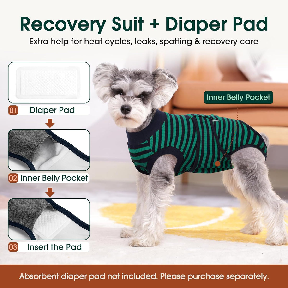 Kuoser Recovery Suit for Dogs & Cats – Soft Cotton Surgery Suit, XS–2XL