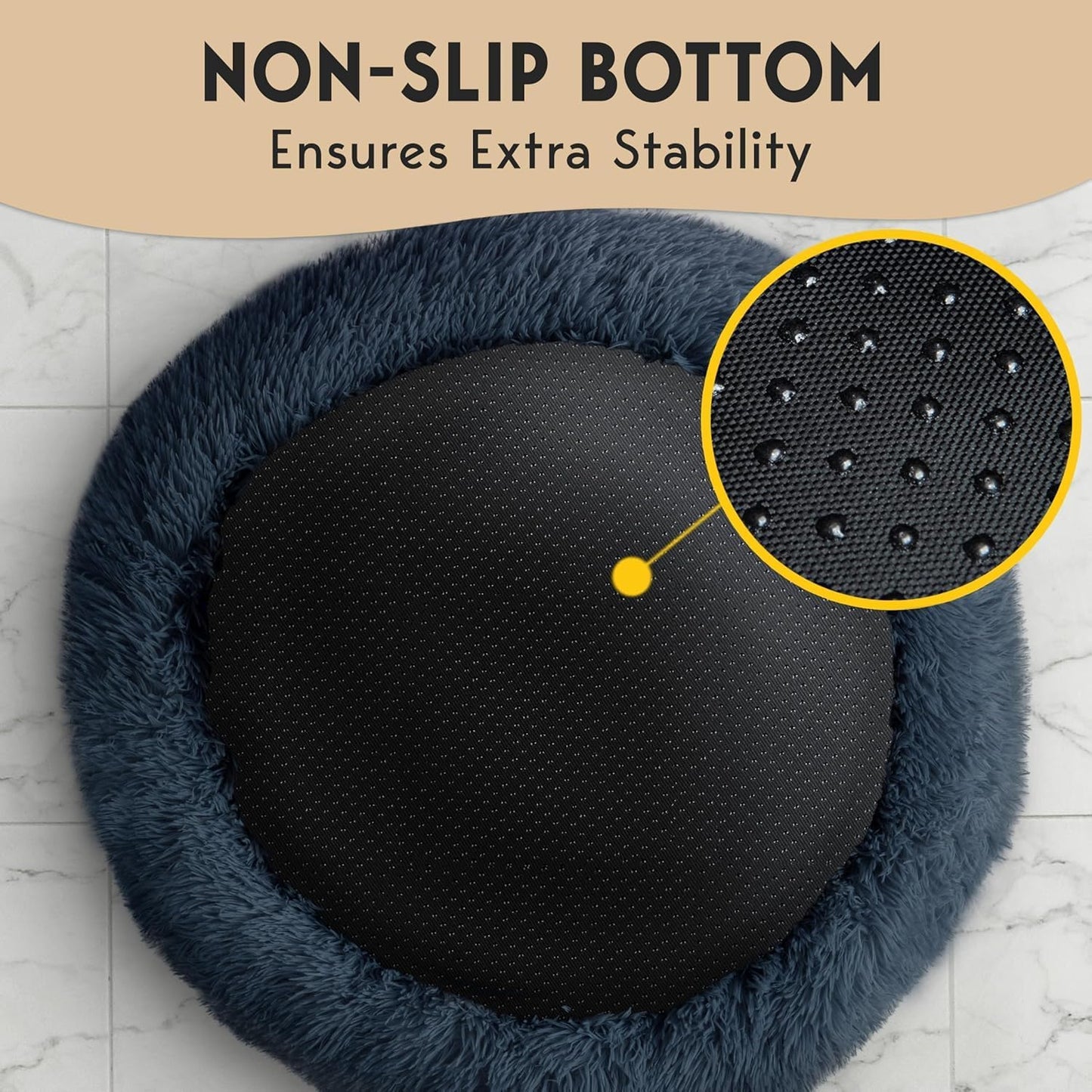 Medium Calming Dog Bed 30in Donut Plush Washable Bed Up to 45lbs