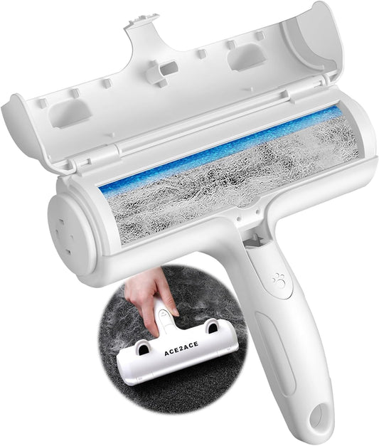 Pet Hair Remover Roller Reusable Self Cleaning Lint Brush for Furniture White