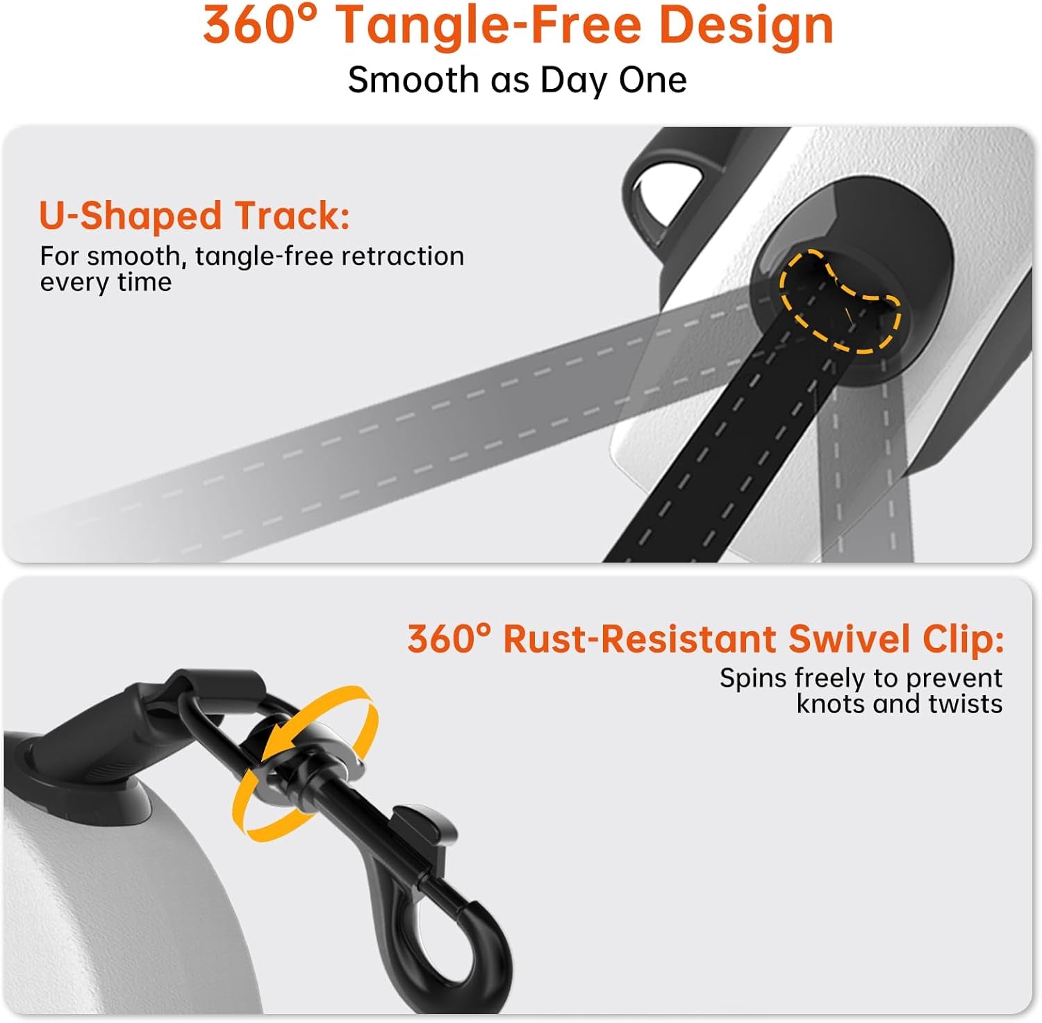 Retractable Dog Leash 16FT LED Light Heavy Duty Tangle Free