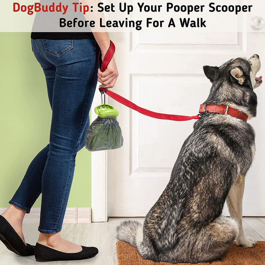Portable Dog Pooper Scooper with Bag Holder & Leash Clip for Walks