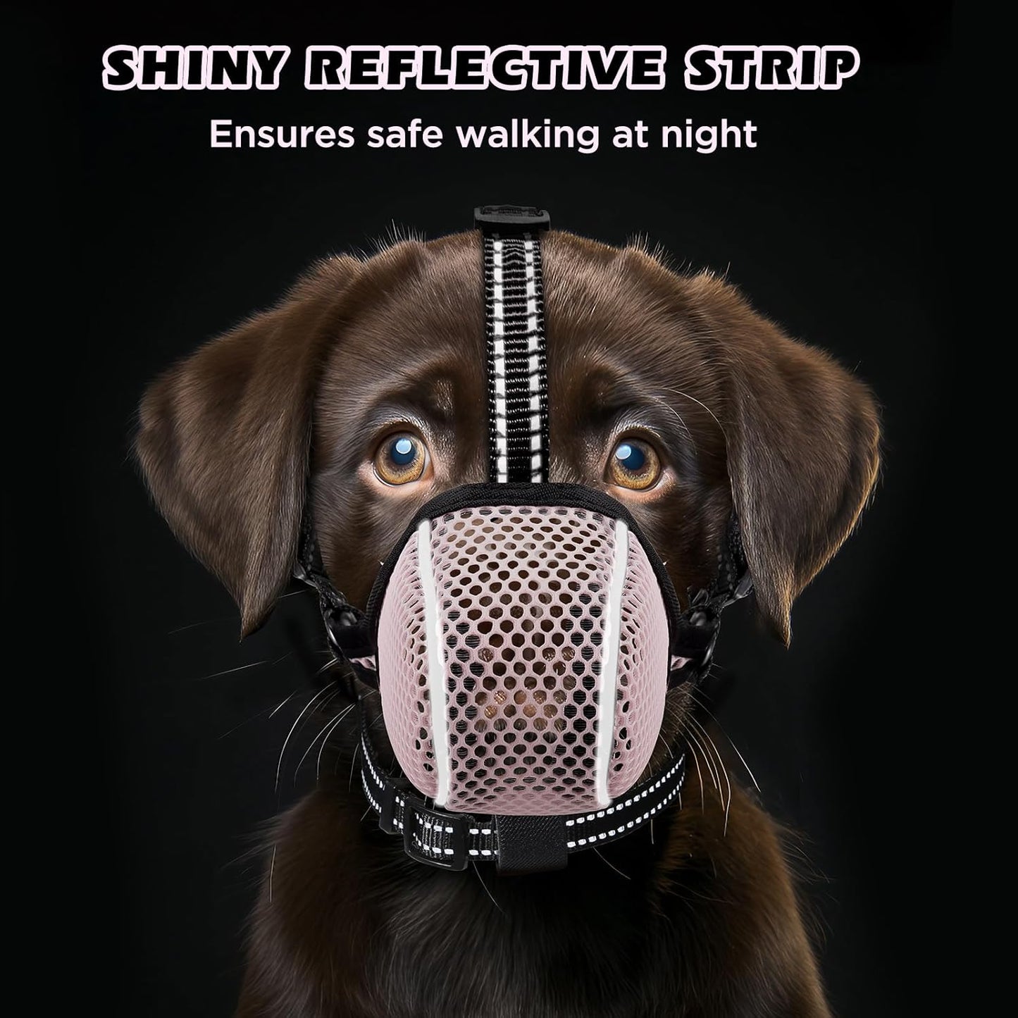 Soft Mesh Dog Muzzle — Adjustable, Breathable & Reflective | Small to Large Dogs