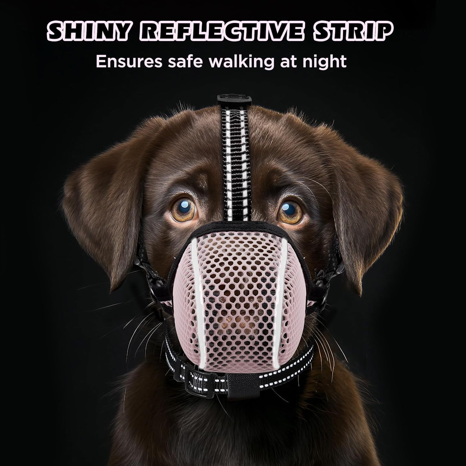 Soft Mesh Dog Muzzle — Adjustable, Breathable & Reflective | Small to Large Dogs