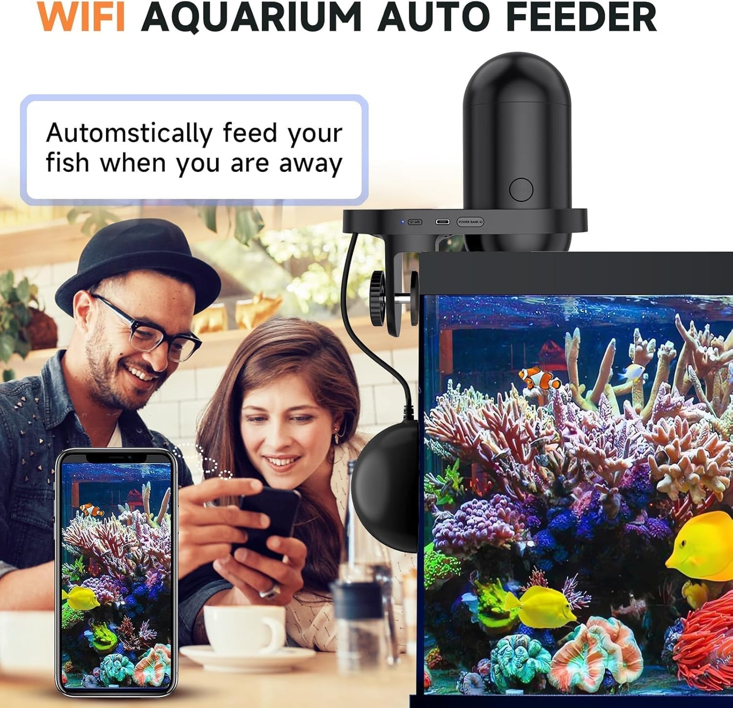 Hygger Automatic Fish Feeder WiFi App Camera Timer Smart Aquarium 230ML