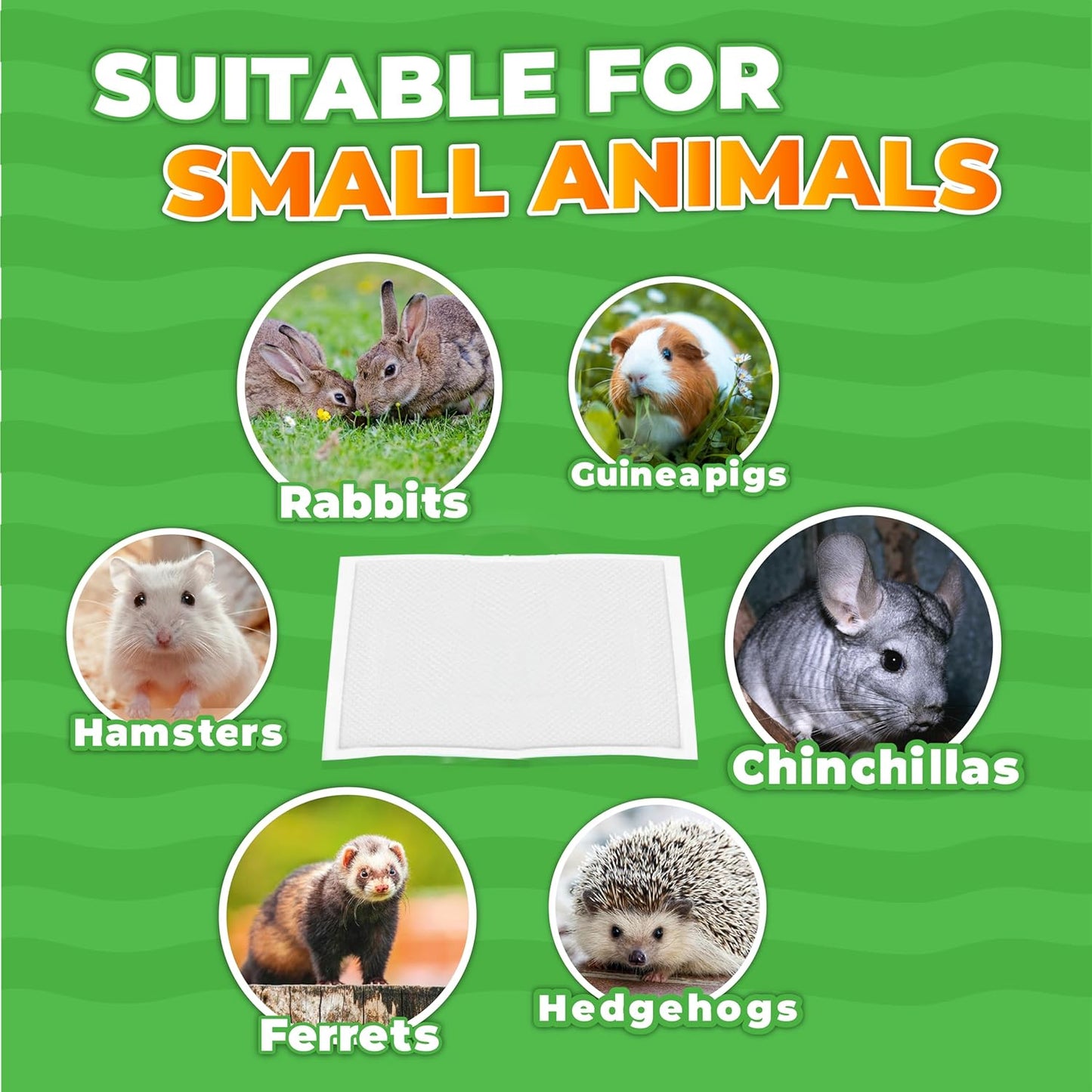 Guinea Pig Cage Liners Disposable 50 Pack Absorbent Small Pet Pads 14x18