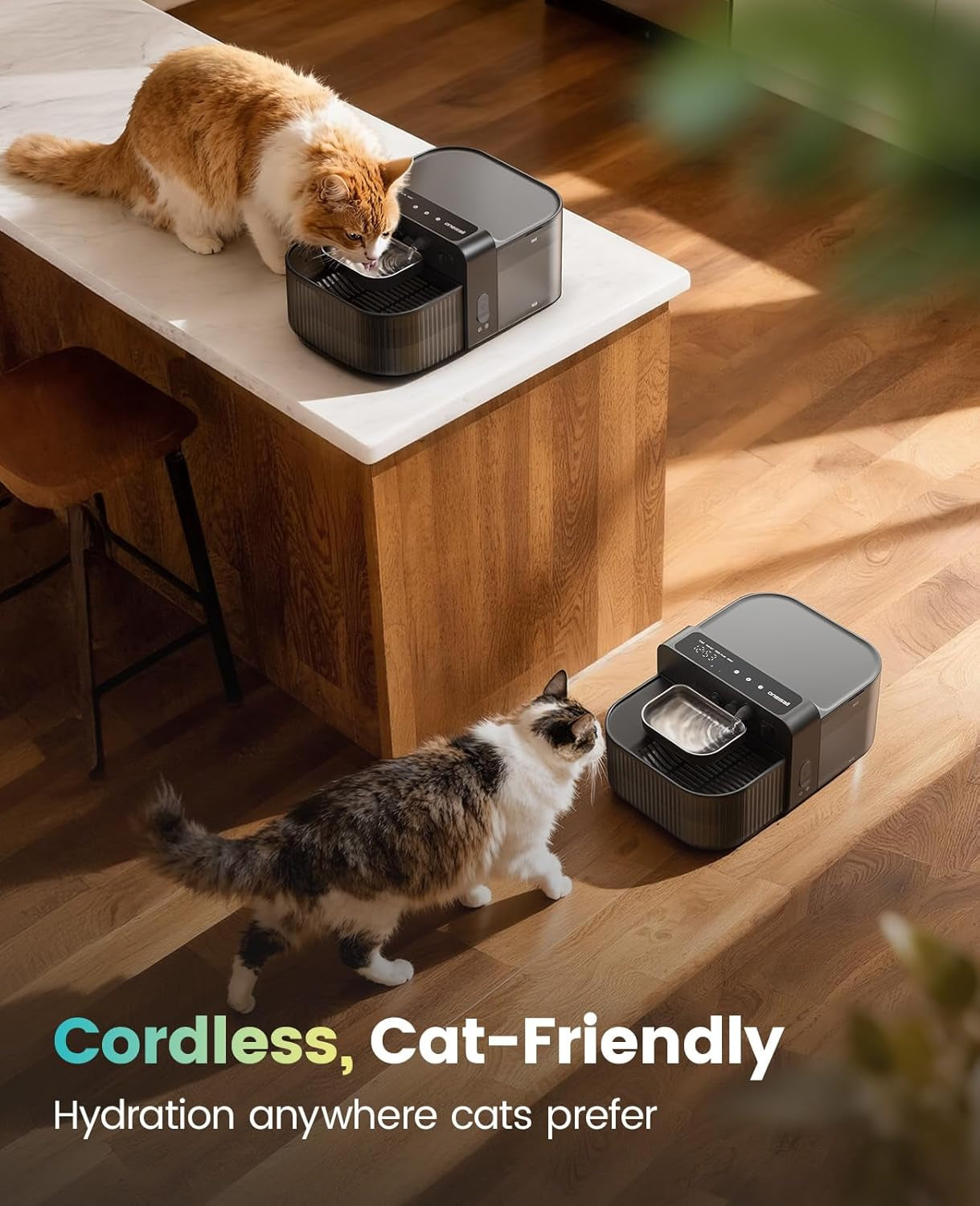 Cat Water Fountain Wireless Filterless 3.5L Stainless Steel Smart Quiet