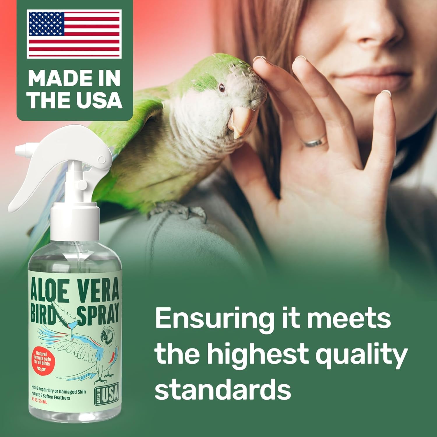 Aloe Vera Bird Spray Feather Skin Plumage Support 8.5oz USA Made