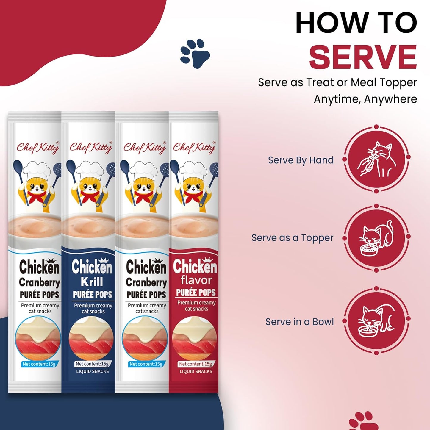 Lickable Cat Treats Grain Free Taurine High Protein Puree Toppers 20 Tubes