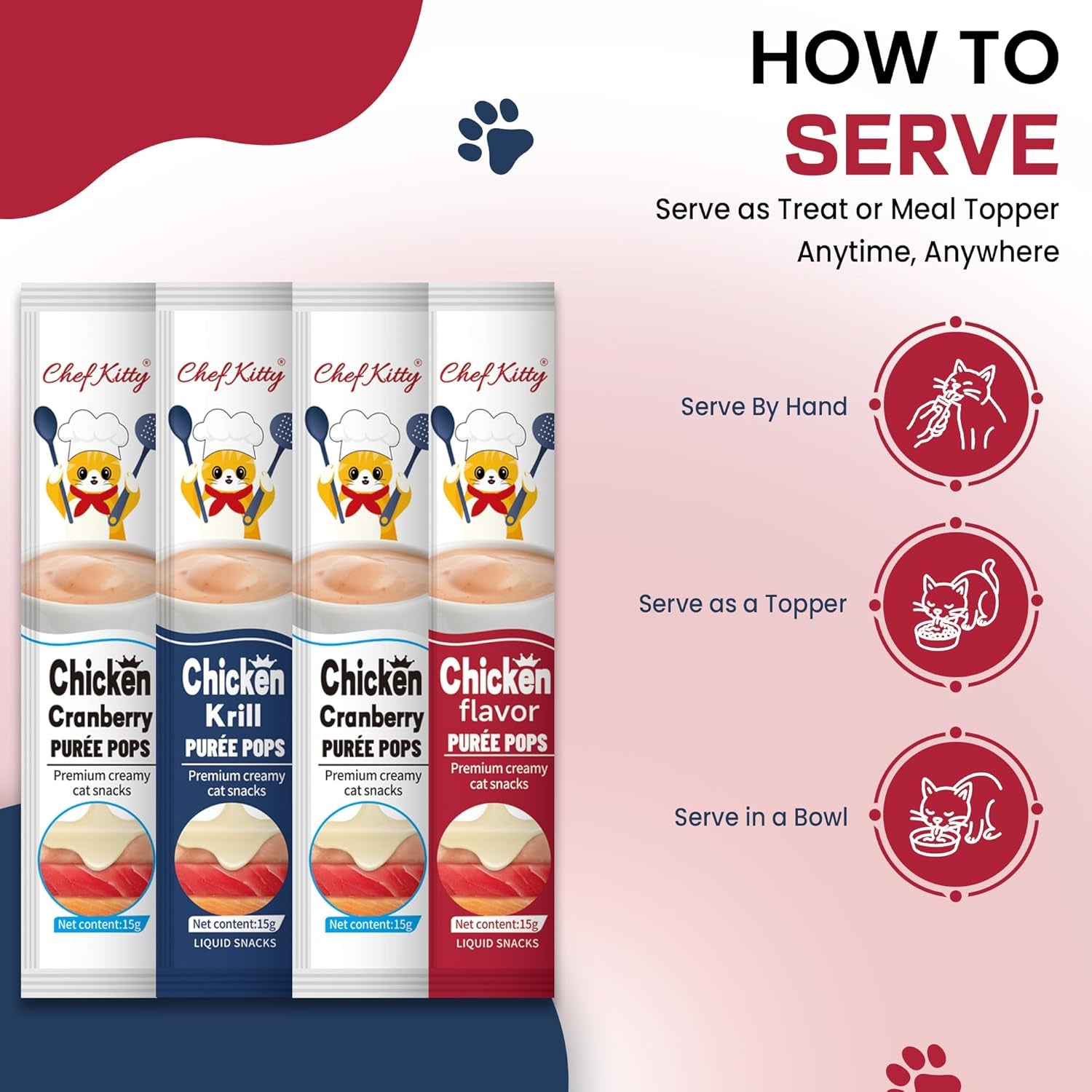 Lickable Cat Treats Grain Free Taurine High Protein Puree Toppers 20 Tubes