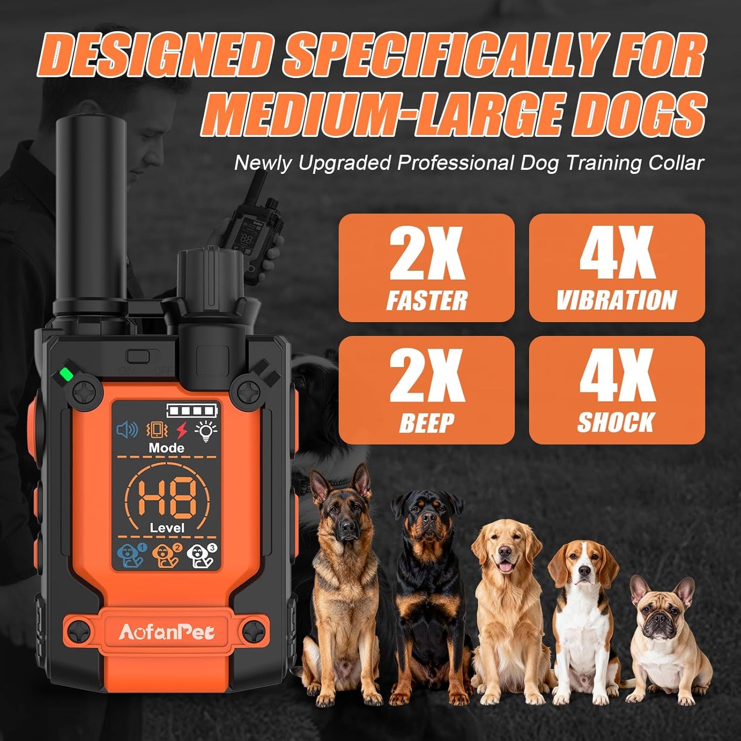 Dog Training Collar Remote 4500ft Waterproof Rechargeable Beep Vibration Shock