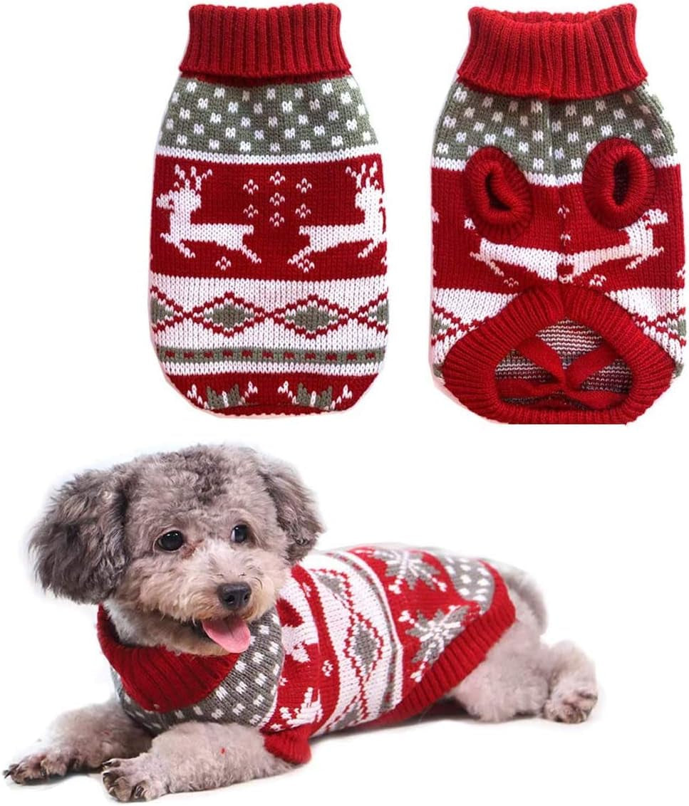 Christmas Reindeer Sweater for Small Dogs & Cats 