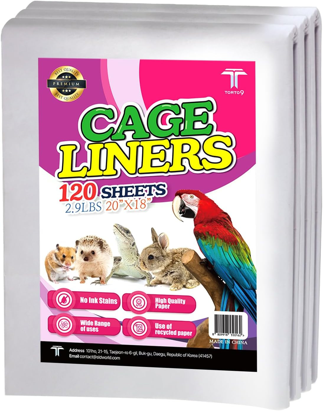 Bird Cage Liner Sheets Acid Free Non Toxic Paper Bedding 120Ct 20 X 18 In