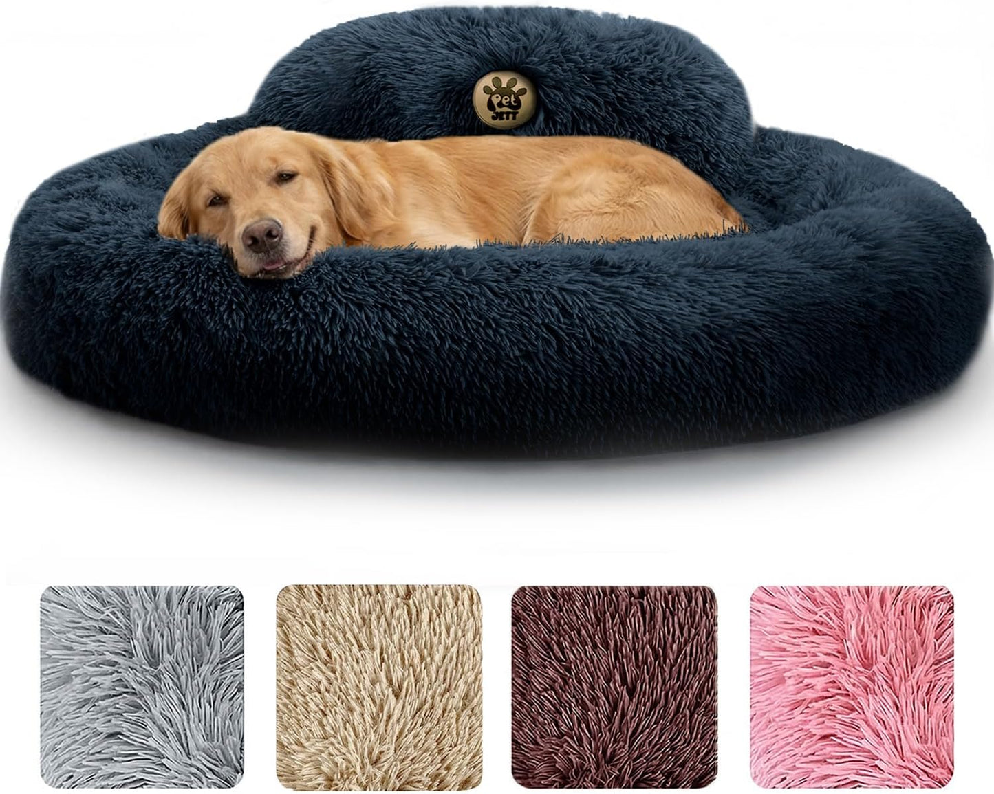 Medium Calming Dog Bed 30in Donut Plush Washable Bed Up to 45lbs