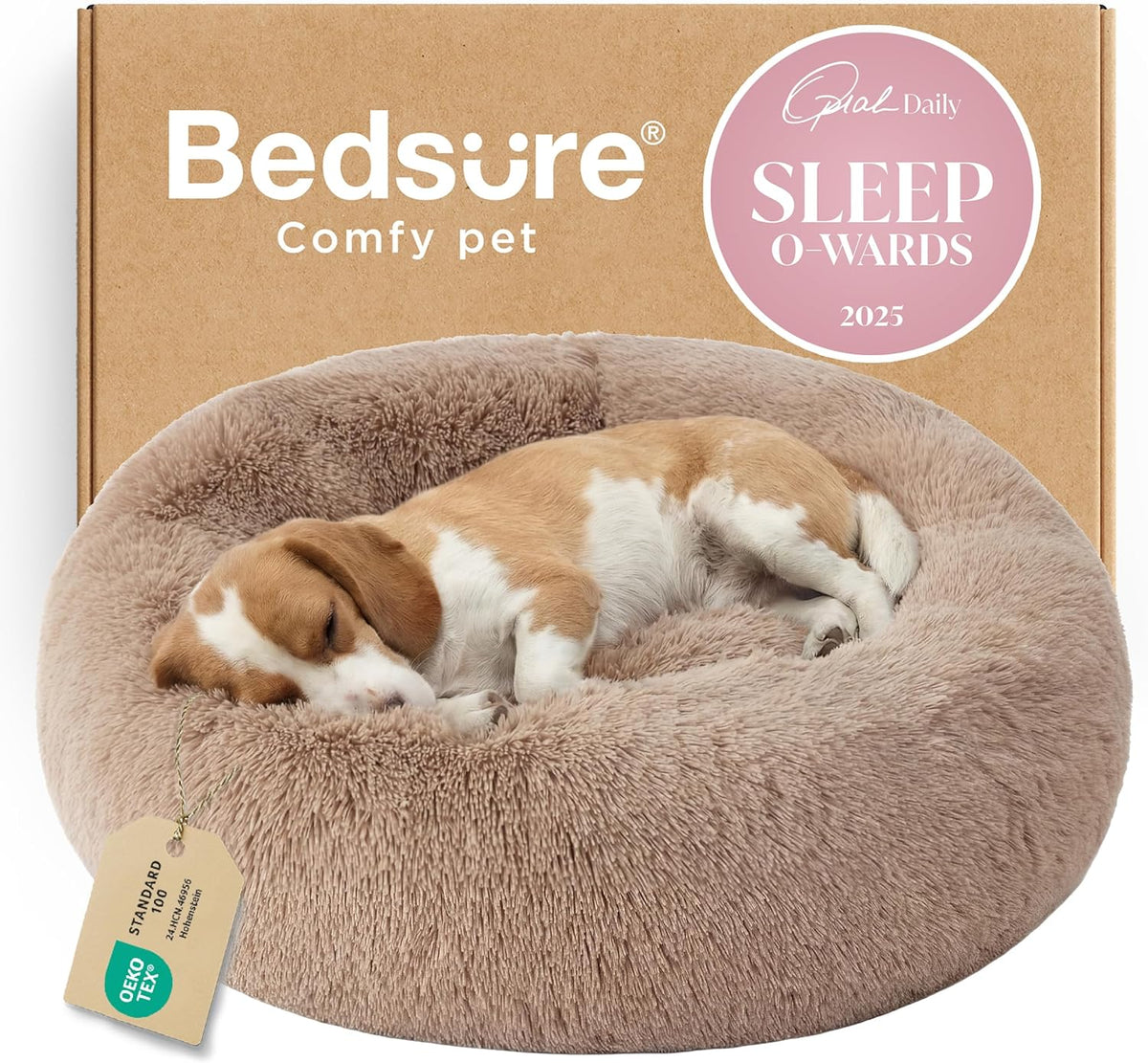 Bedsure Calming Donut Pet Bed – Multiple Sizes & Colors