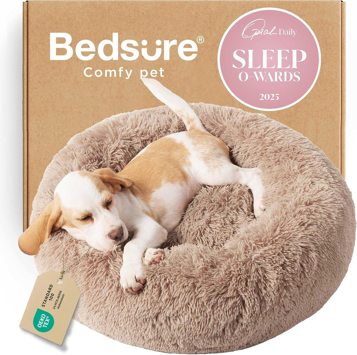 Bedsure Calming Donut Pet Bed – Multiple Sizes & Colors